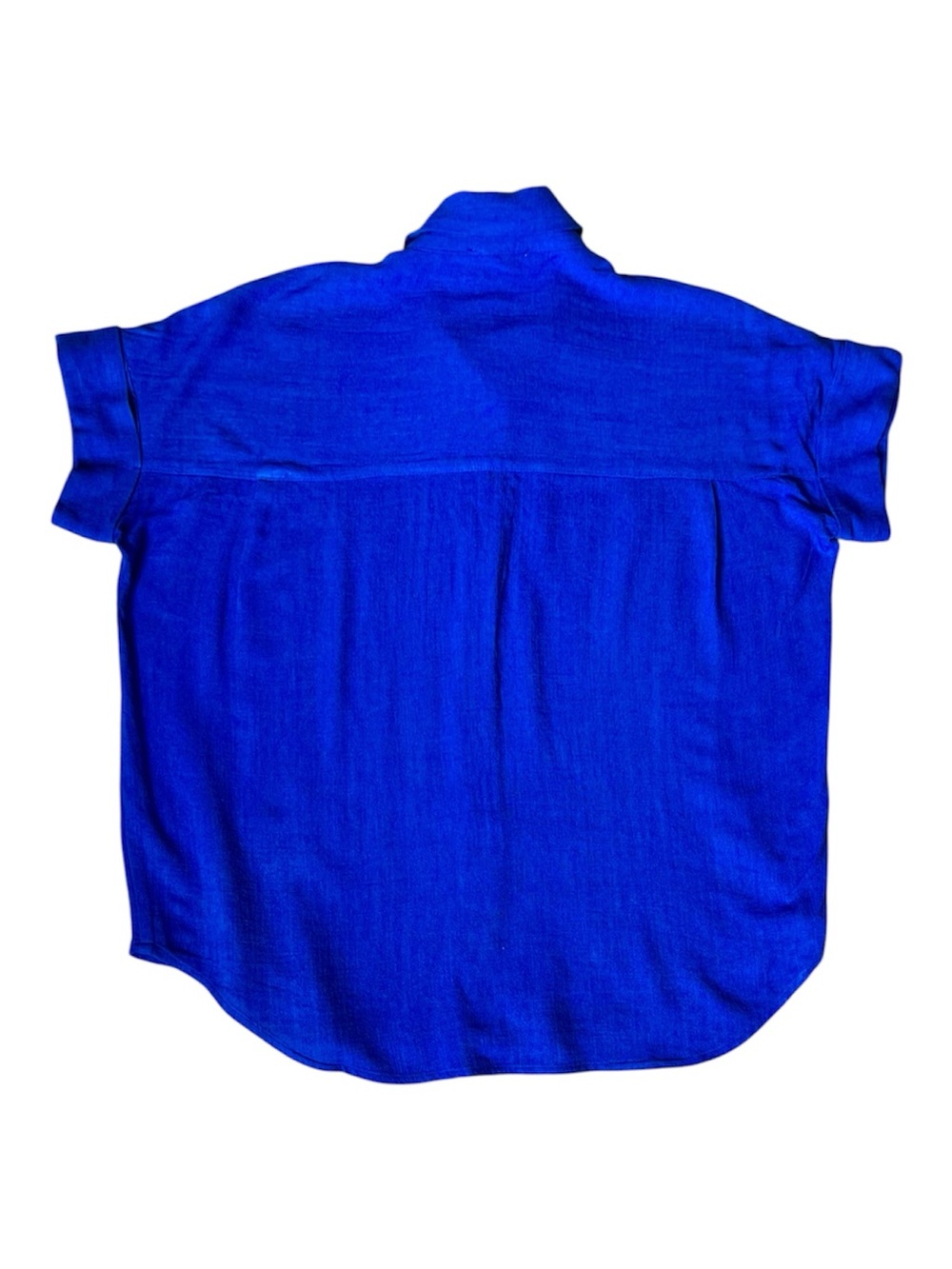 BOHME Linen Blend Blue Boxy Shell Button Top Size XS - Picture 4 of 10
